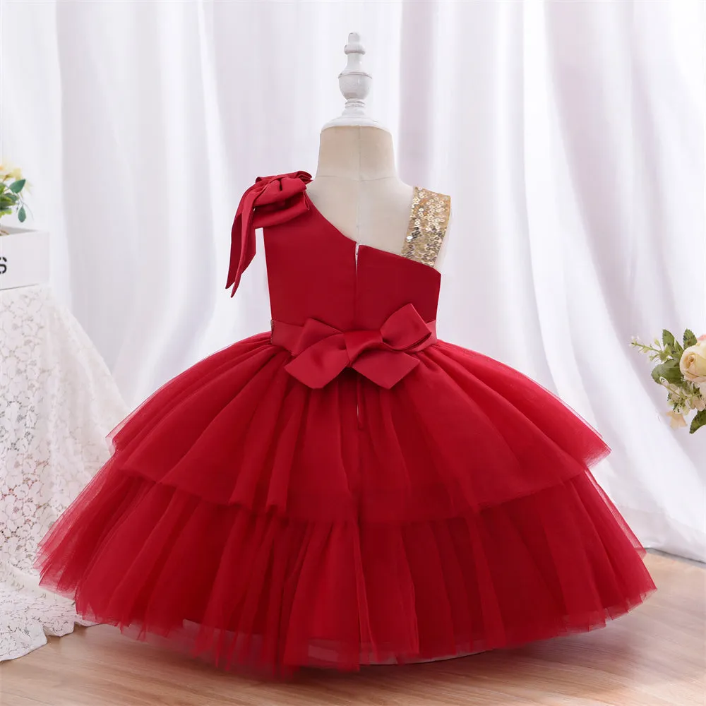 Ds0803 1 to 5 Years Yoliyolei  Infantil Toddler Girls Dresses Party Princess Baby 1-5 Years Old Kid Summer Dress