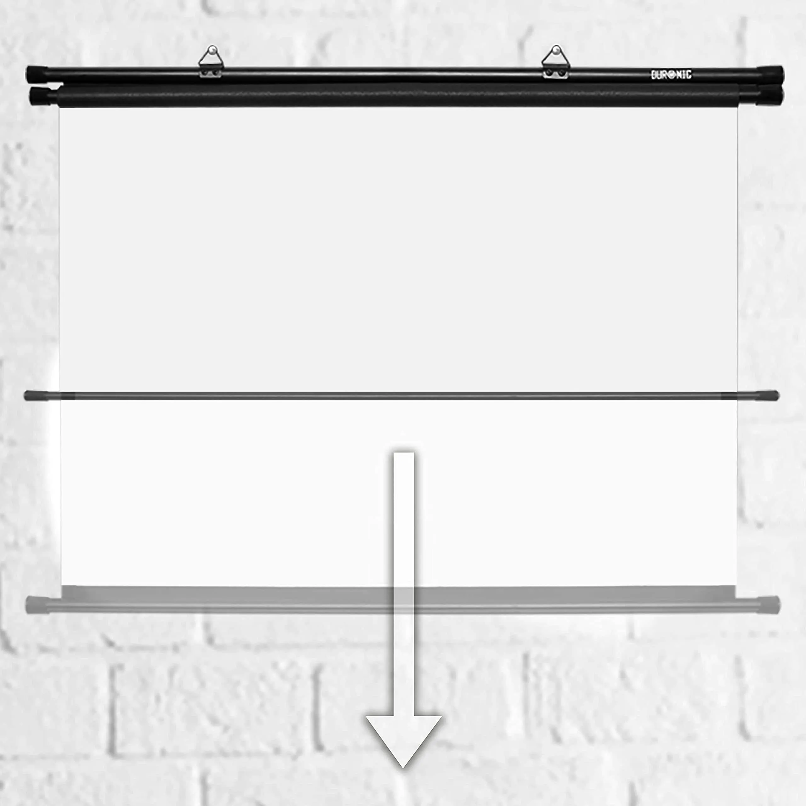 Duronic Projector Screen BPS70/43 Bar Mount 70 Inch White Projection Screens Wall or Ceiling Mountable with Hooks 4:3 for School Office Home Cinema