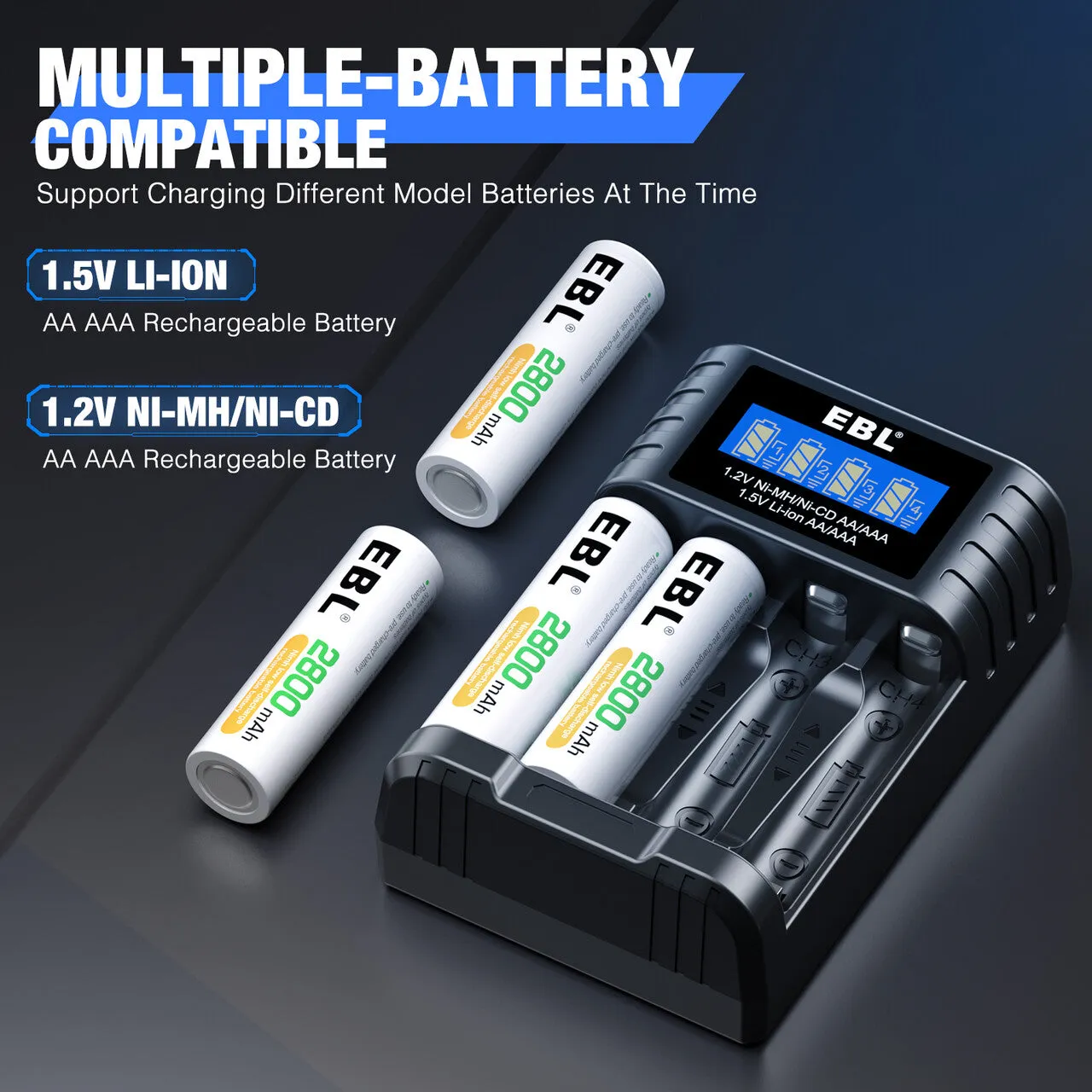 EBL Universal Battery Charger for 1.5V and 1.2V AA AAA Battery