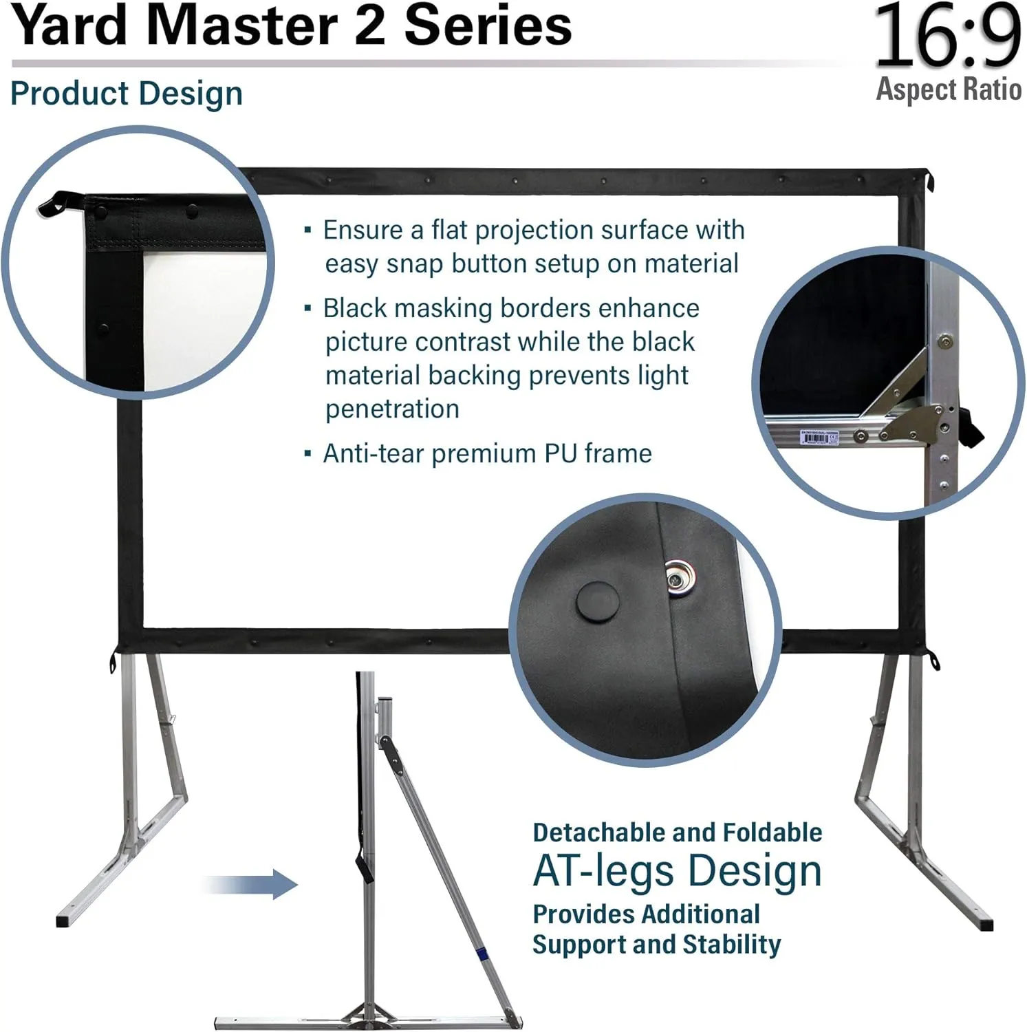 Elite Screens Yard Master 2, 90 inch Outdoor Projector Screen with Stand 16:9, 8K 4K Ultra HD 3D Fast Folding Portable Movie Theater Cinema 90" Indoor Foldable Easy Snap Projection Screen, OMS90H2 (Copy) (Copy)
