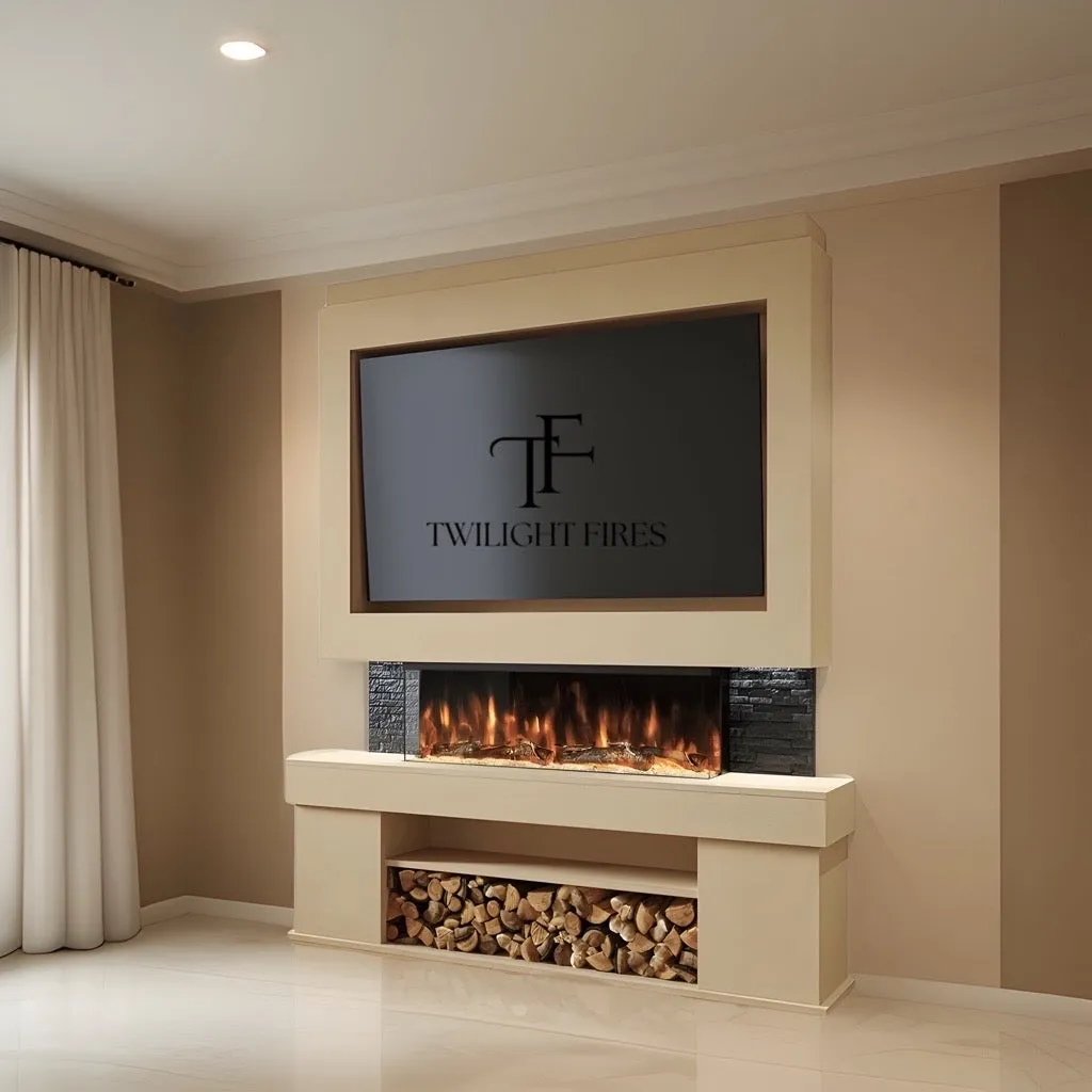 Emilia 72" Pre-Built Media Wall Fireplace - Electric Fire Package