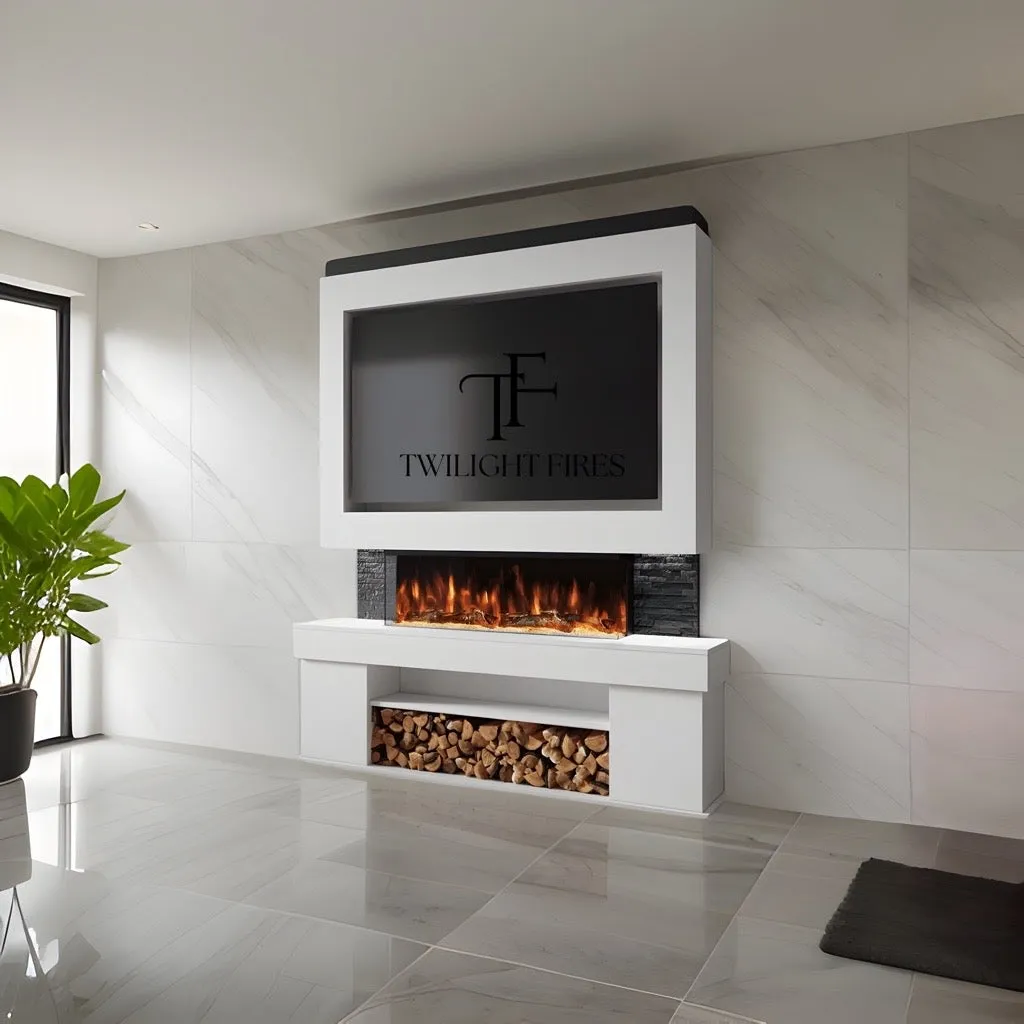 Emilia 72" Pre-Built Media Wall Fireplace - Electric Fire Package