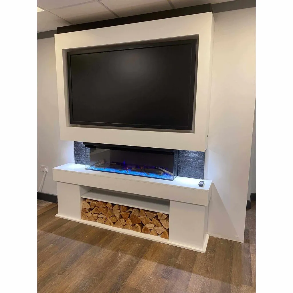 Emilia 72" Pre-Built Media Wall Fireplace - Electric Fire Package
