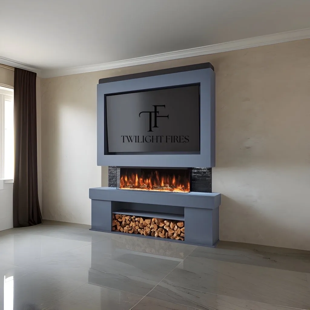 Emilia 72" Pre-Built Media Wall Fireplace - Electric Fire Package