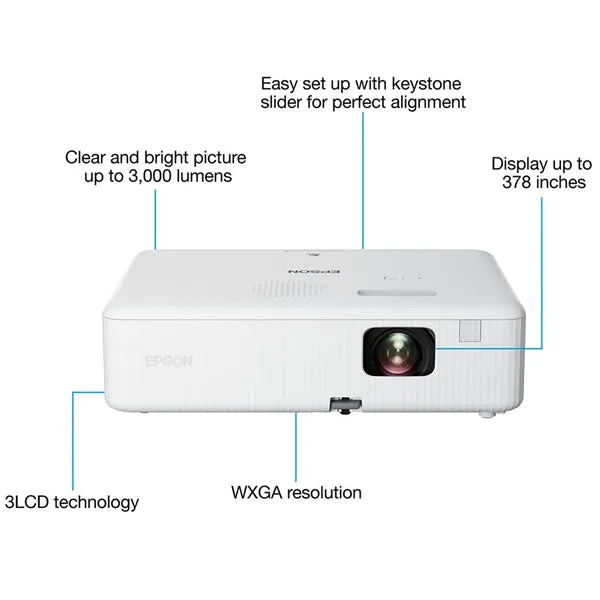 Epson CO-WX02 3000 Lumens  3LCD 1200x800 WXGA Projector