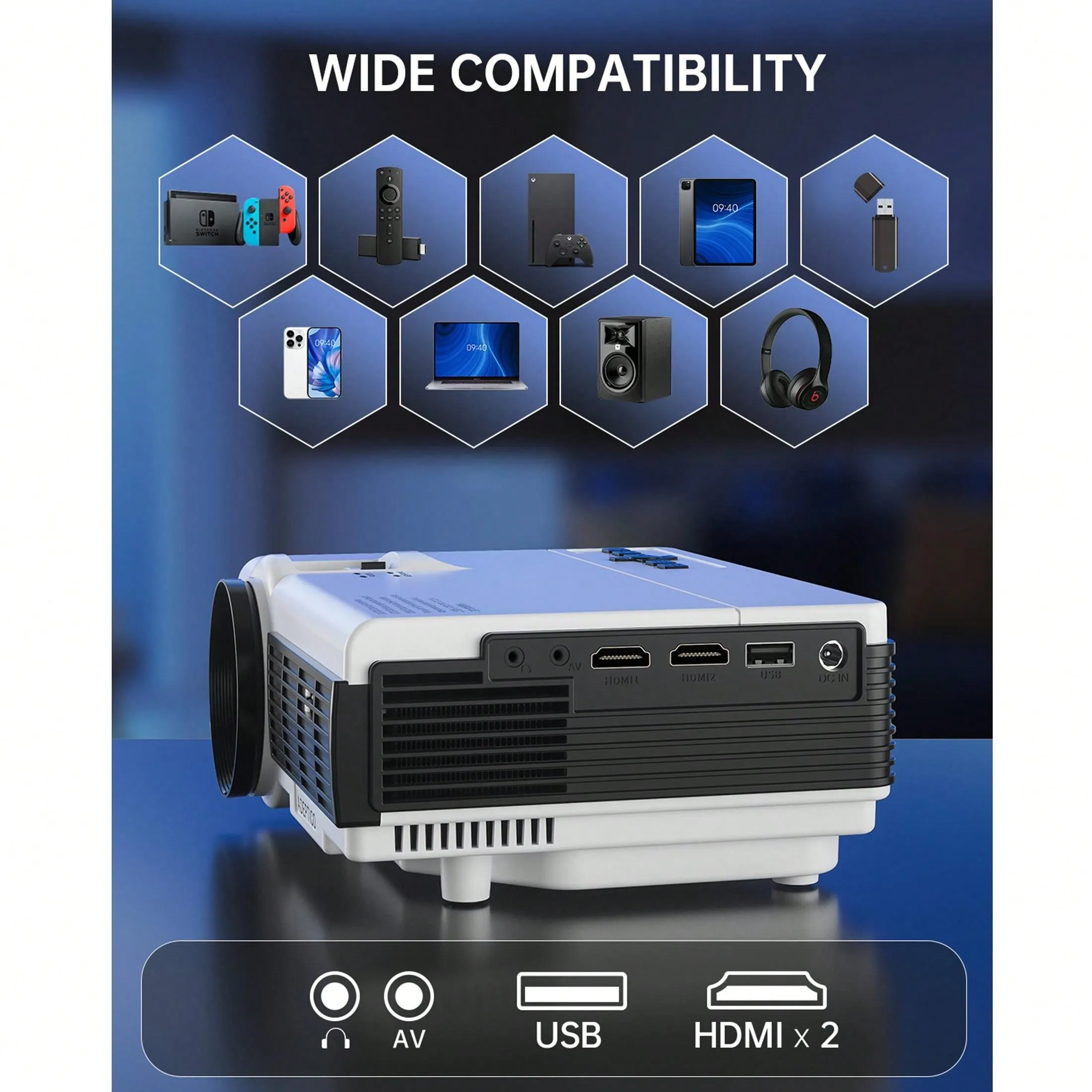 [Eyesafe Display] 4K Support Projector With WiFi And Bluetooth