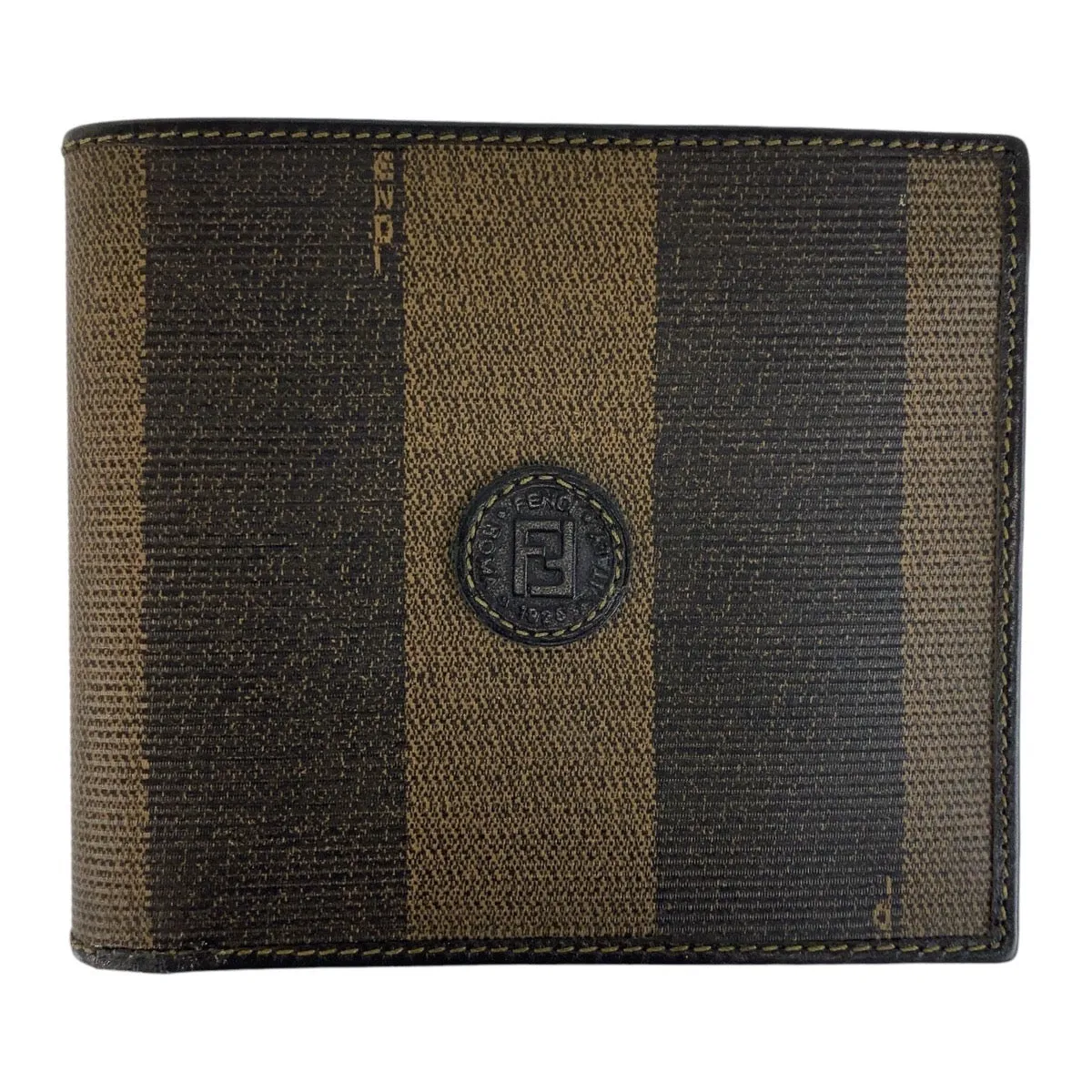 Fendi Leather Pequin Compact Wallet