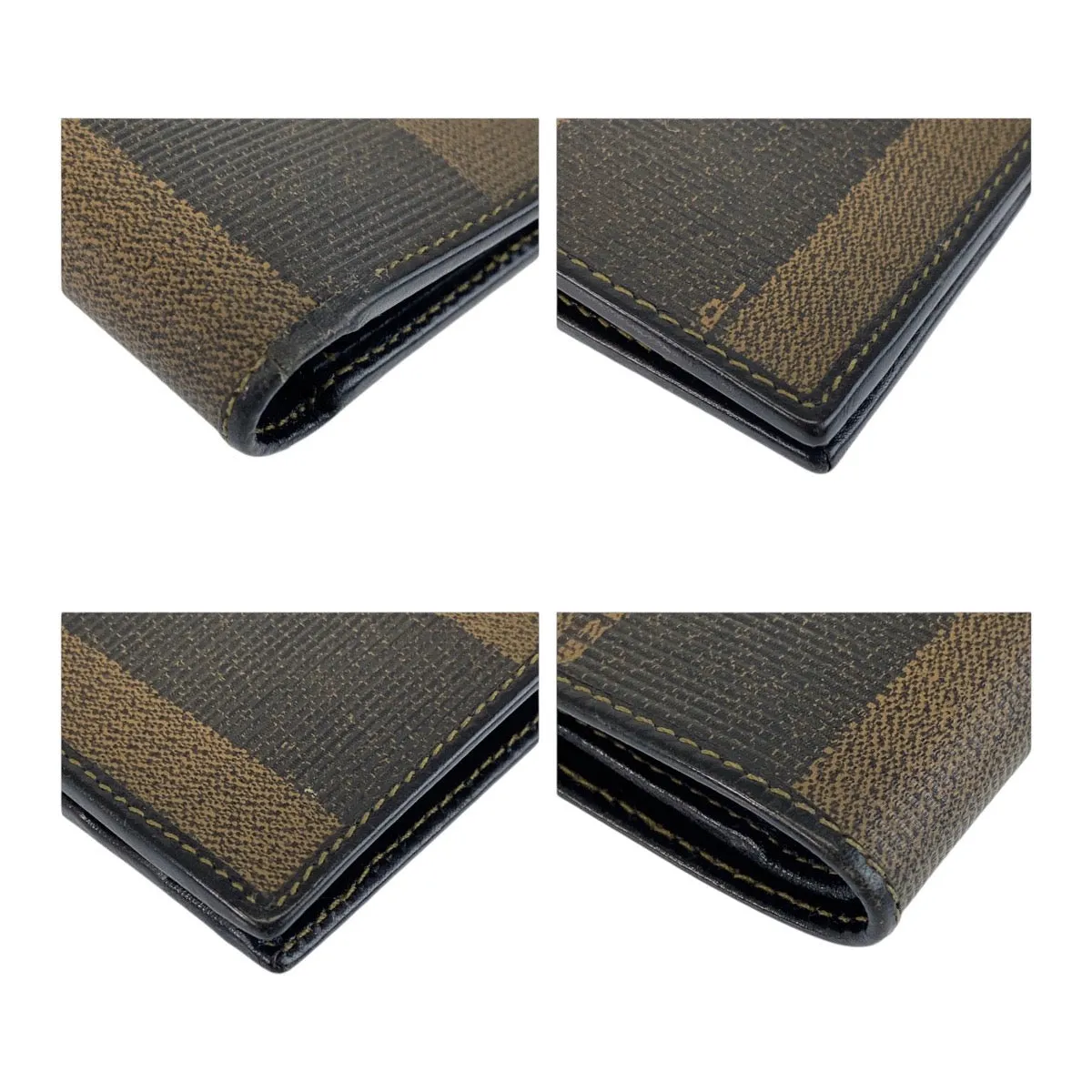 Fendi Leather Pequin Compact Wallet