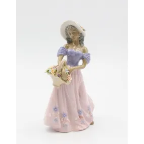 Flower Lady with Basket Porcelain Figurine