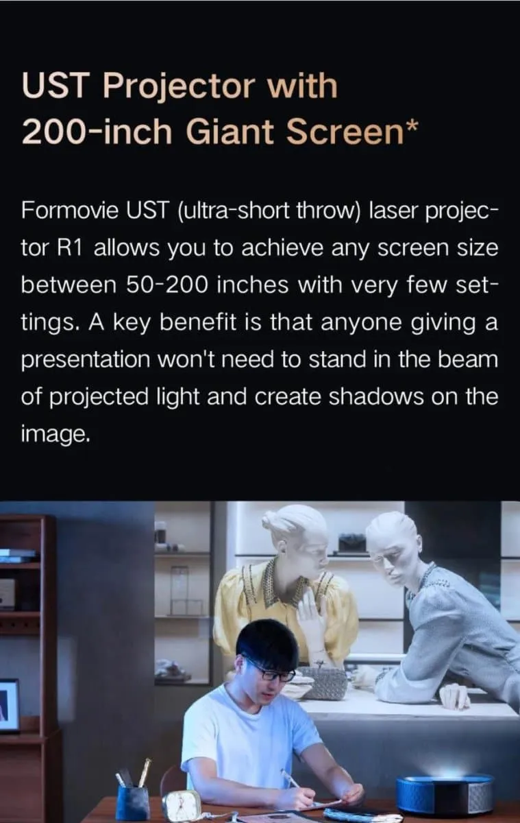 Formovie Fengmi R1 Ultra Short Throw Laser Projector 870 ISO Dolby Audio 1080 P