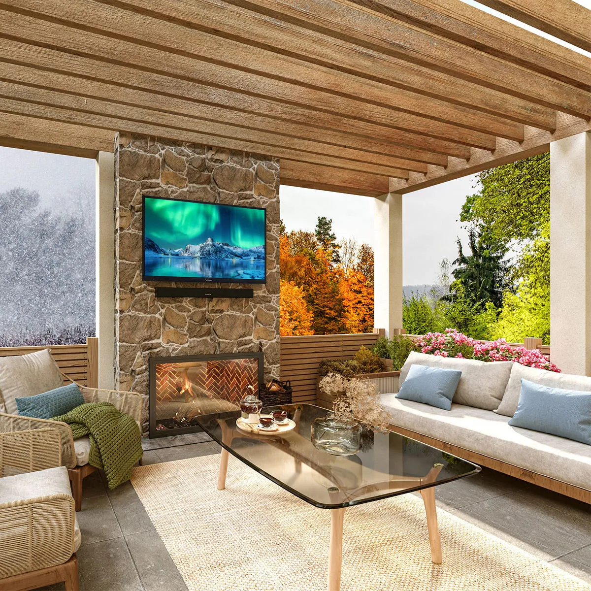 Furrion FDUP55CSA 55" Aurora Partial Sun Outdoor TV with 2.1 Sound System