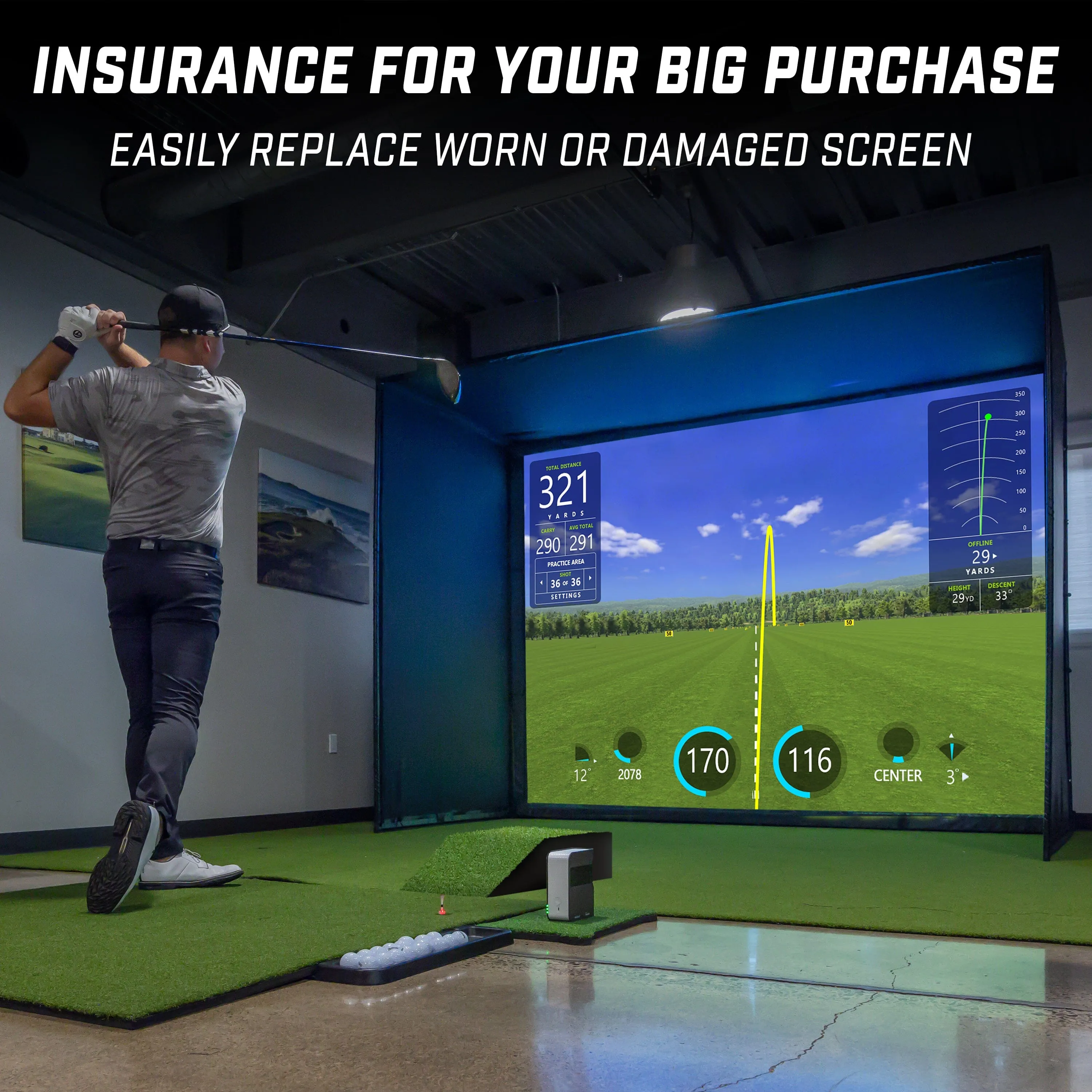 GoSports Replacement Sim Screen - Only Compatible with GoSports 10' x 8' Golf Simulator Enclosure