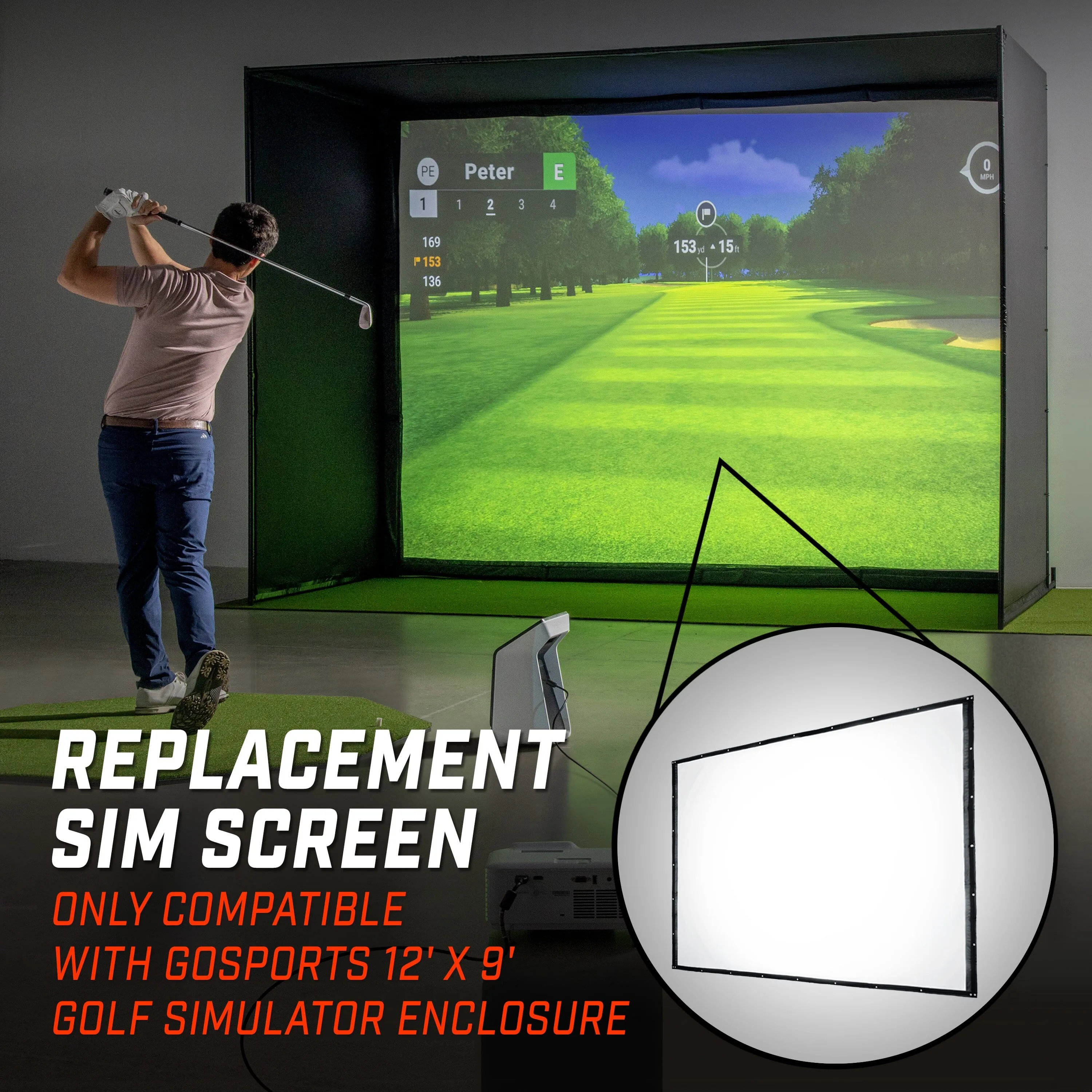 GoSports Replacement Sim Screen - Only Compatible with GoSports 12' x 9' Golf Simulator Enclosure