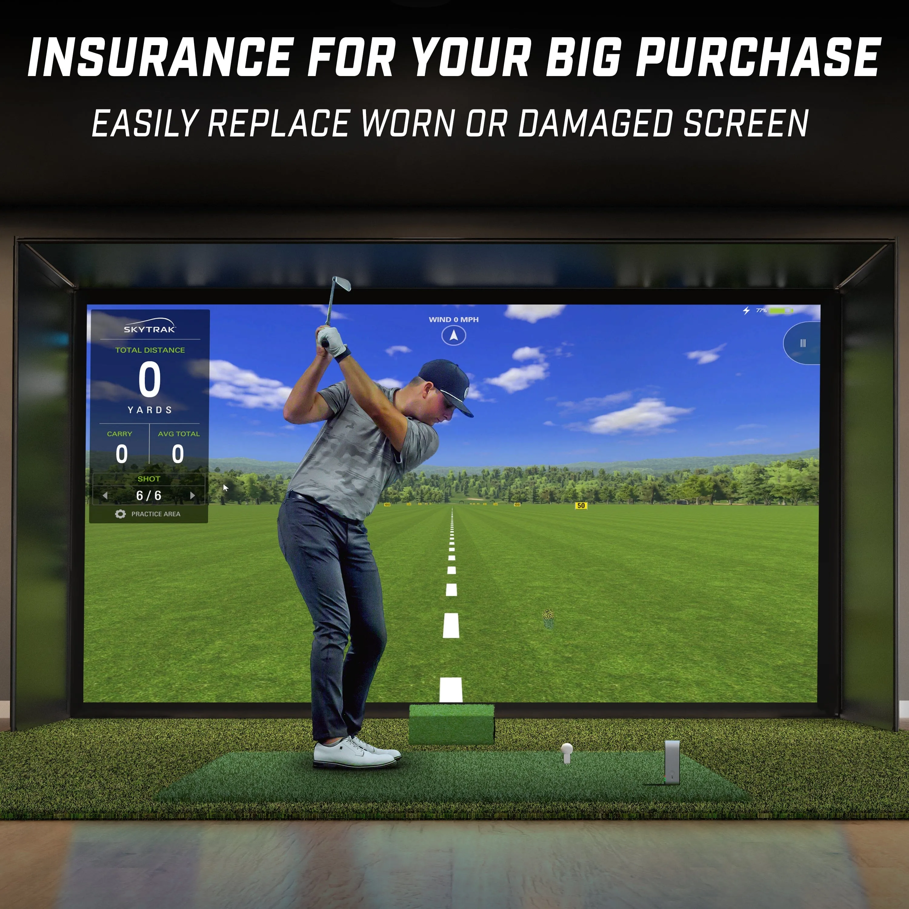 GoSports Replacement Sim Screen - Only Compatible with GoSports 14' x 8' Golf Simulator Enclosure