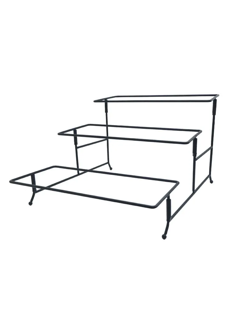 Gracious Dining by Gibson 3-tiered 4 Piece Stoneware Serving Tray Set with Metal Stand