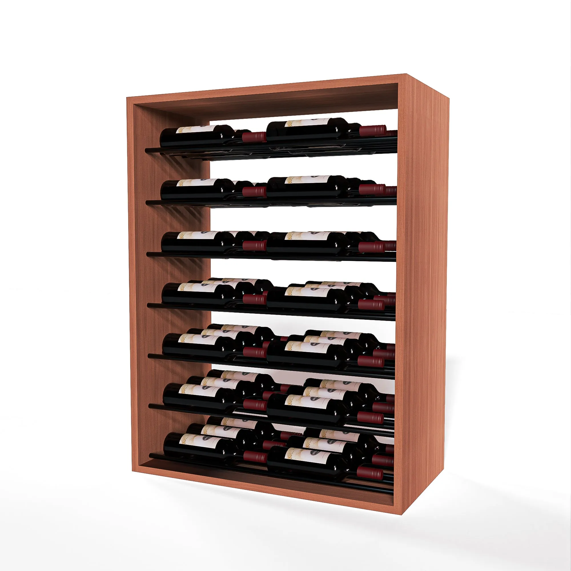 GrandCellar™ - 6 Column Full-Depth Label-Forward Horizontal Wine Display  - 36"- Black Metal Rods
