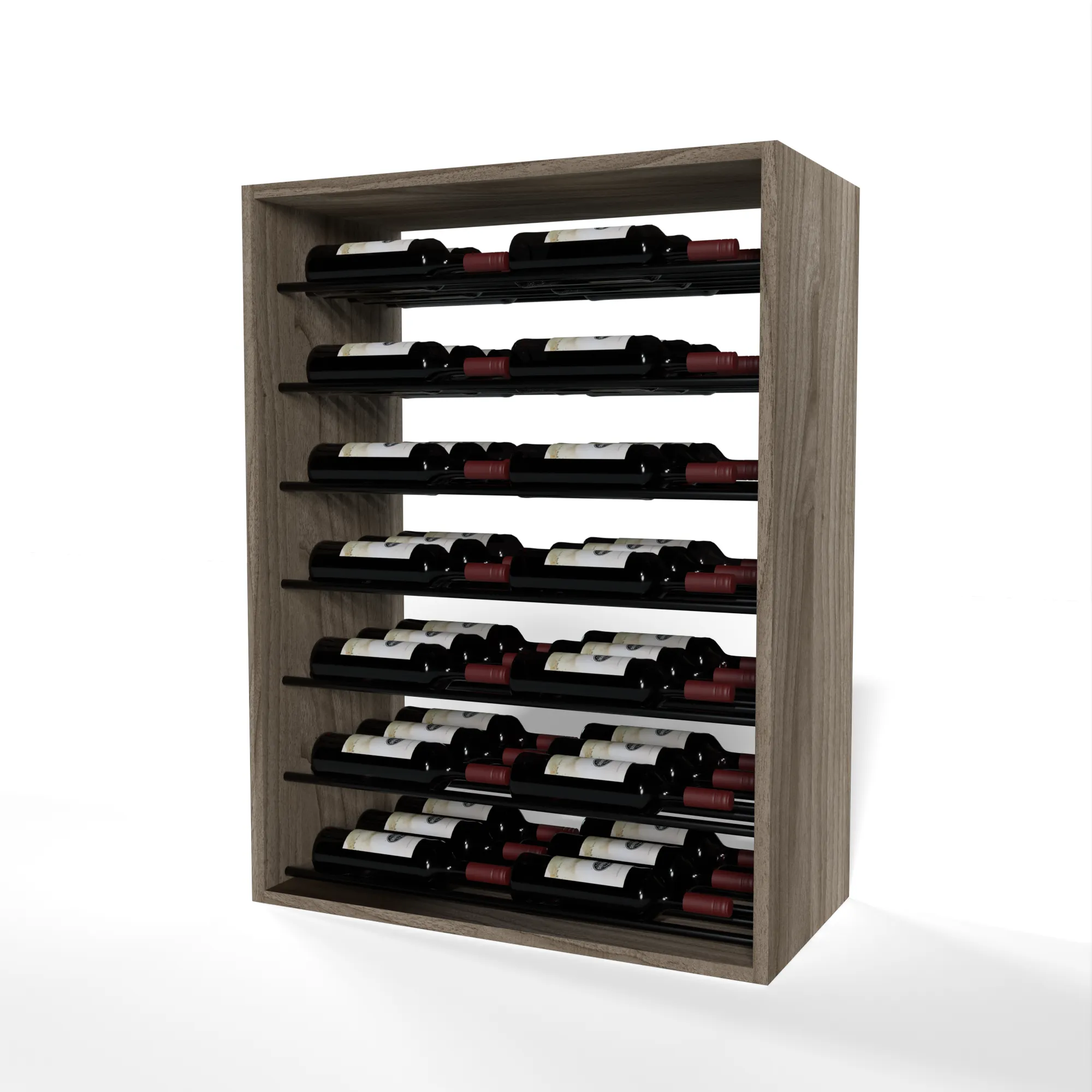 GrandCellar™ - 6 Column Full-Depth Label-Forward Horizontal Wine Display  - 36"- Black Metal Rods