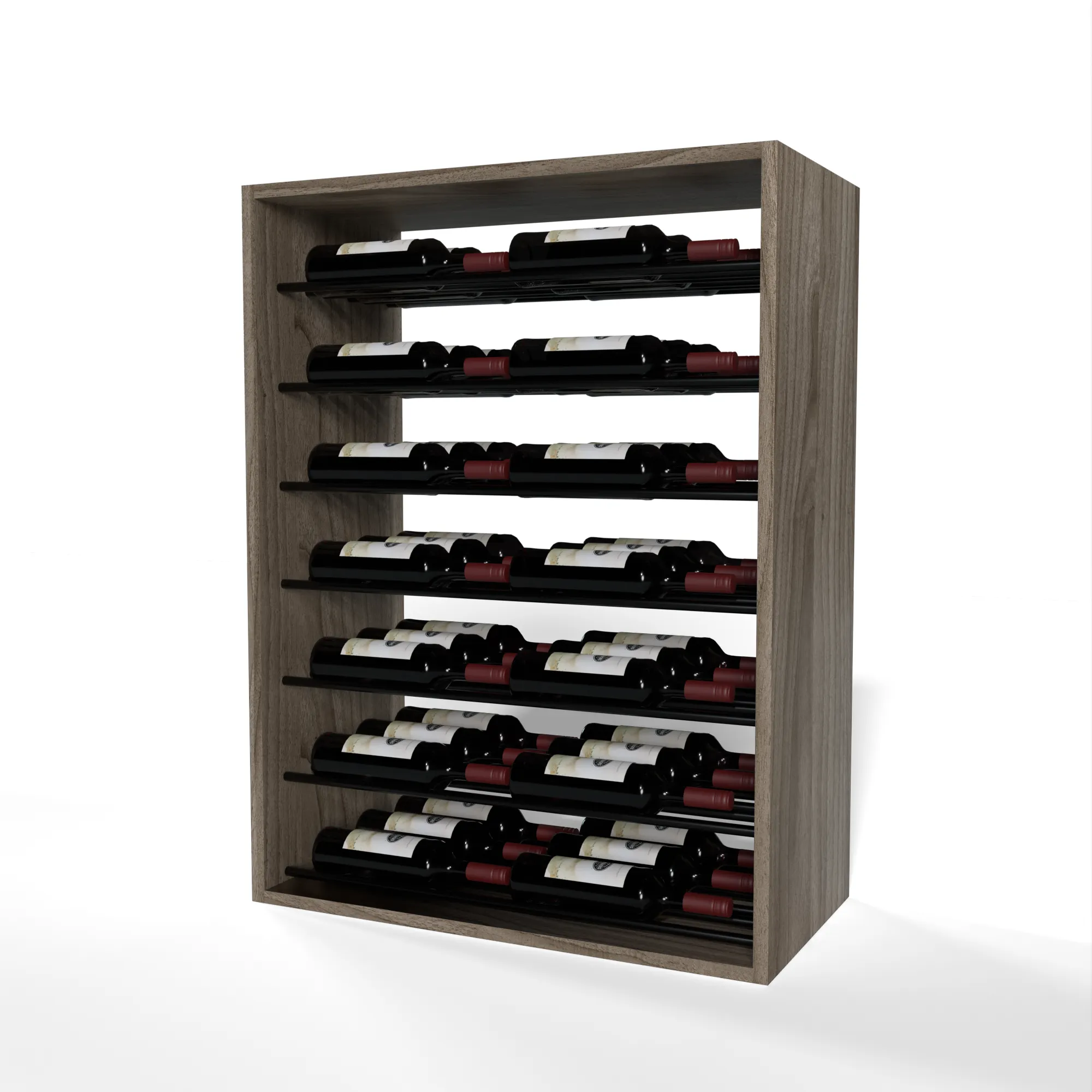 GrandCellar™ - 6 Column Full-Depth Label-Forward Horizontal Wine Display  - 36"- Black Metal Rods