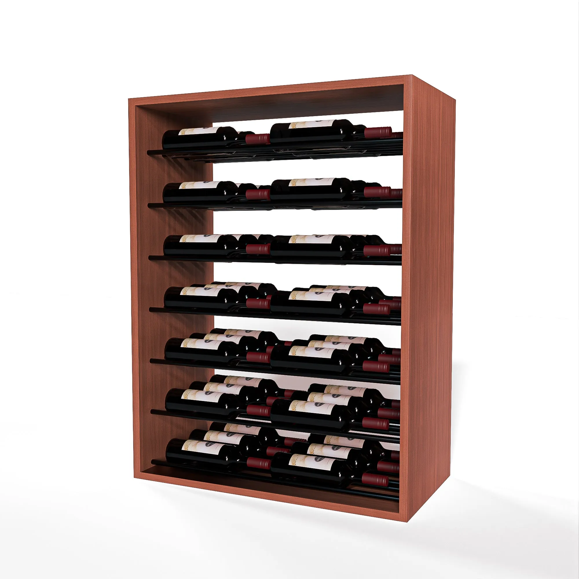 GrandCellar™ - 6 Column Full-Depth Label-Forward Horizontal Wine Display  - 36"- Black Metal Rods
