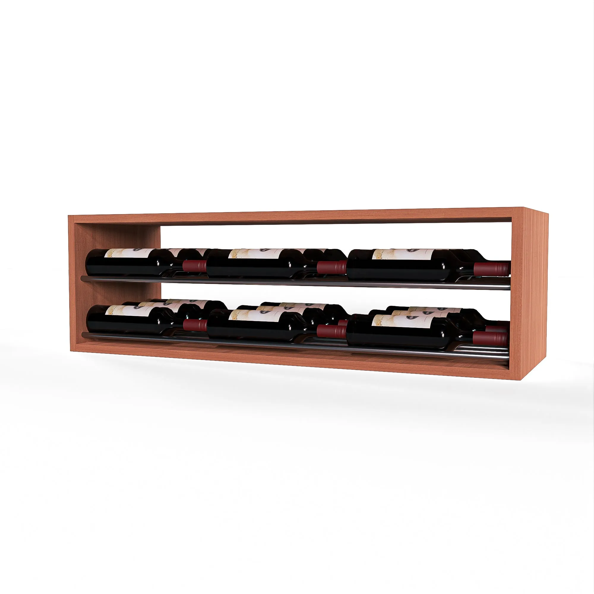 GrandCellar™ - 8 Column Horizontal Label-Forward Wine Display - 12" - Gunmetal Rods