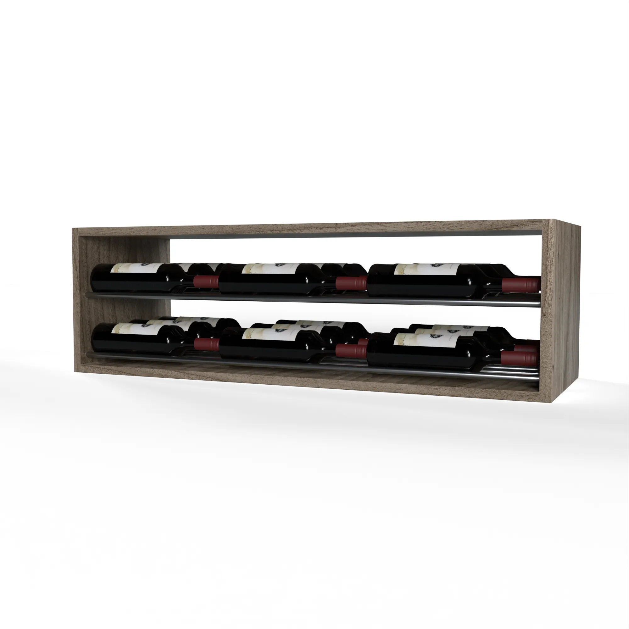 GrandCellar™ - 8 Column Horizontal Label-Forward Wine Display - 12" - Gunmetal Rods