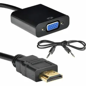 HDMI To VGA Cable Adapter Converter 1080P Video Cable   Audio For Computer - Brand-new