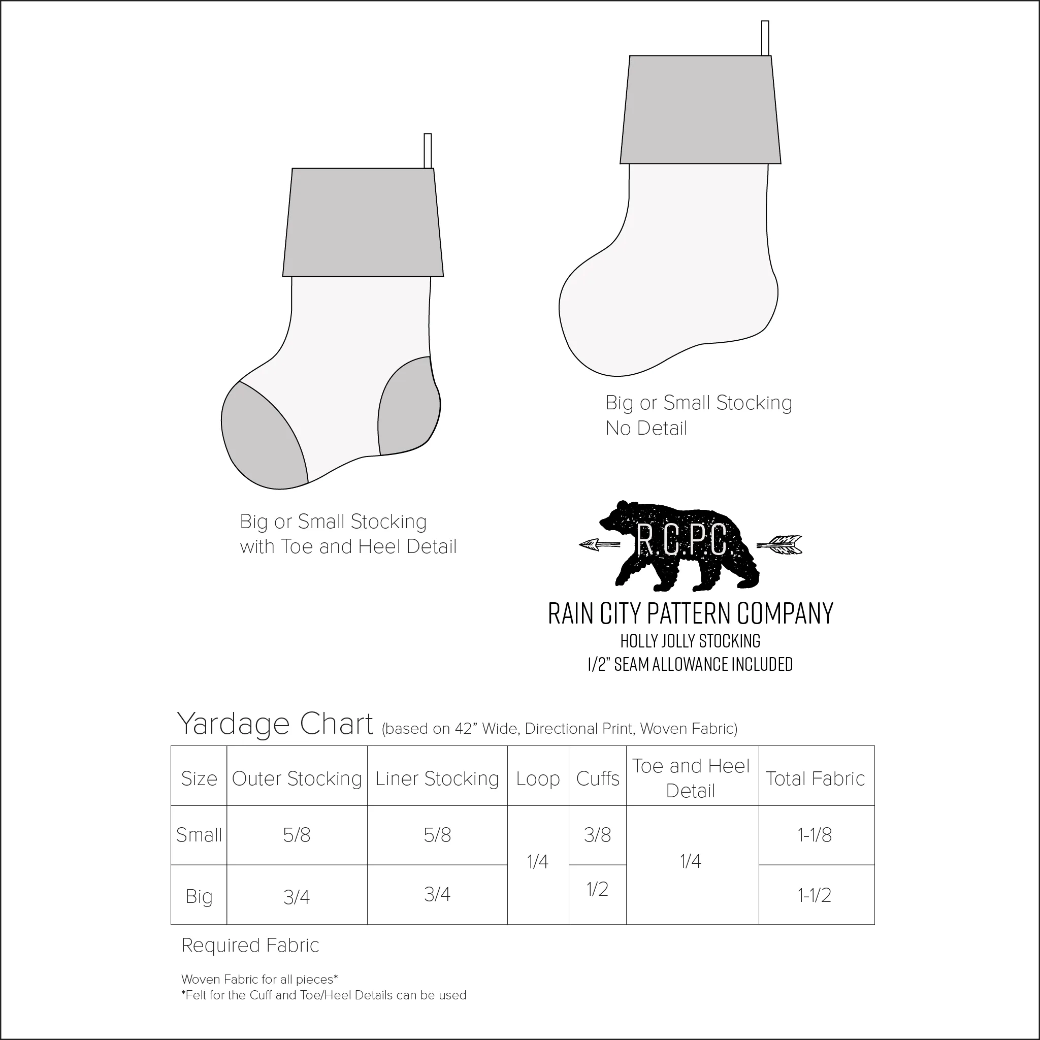 Holly Jolly Stocking | Free Pattern Pieces | Beginner Level Sewing Pattern