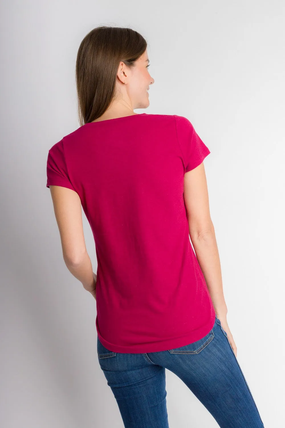 Hope | Women's Anti-Stain Cotton Linen Scoop Bottom Short Sleeve Top
