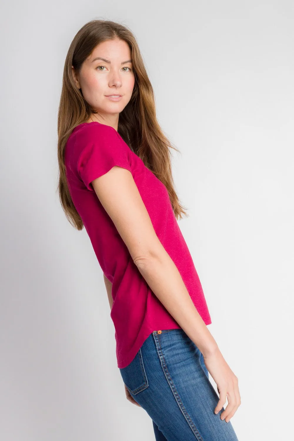 Hope | Women's Anti-Stain Cotton Linen Scoop Bottom Short Sleeve Top