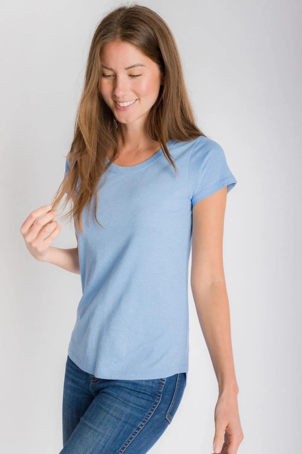 Hope | Women's Anti-Stain Cotton Linen Scoop Bottom Short Sleeve Top