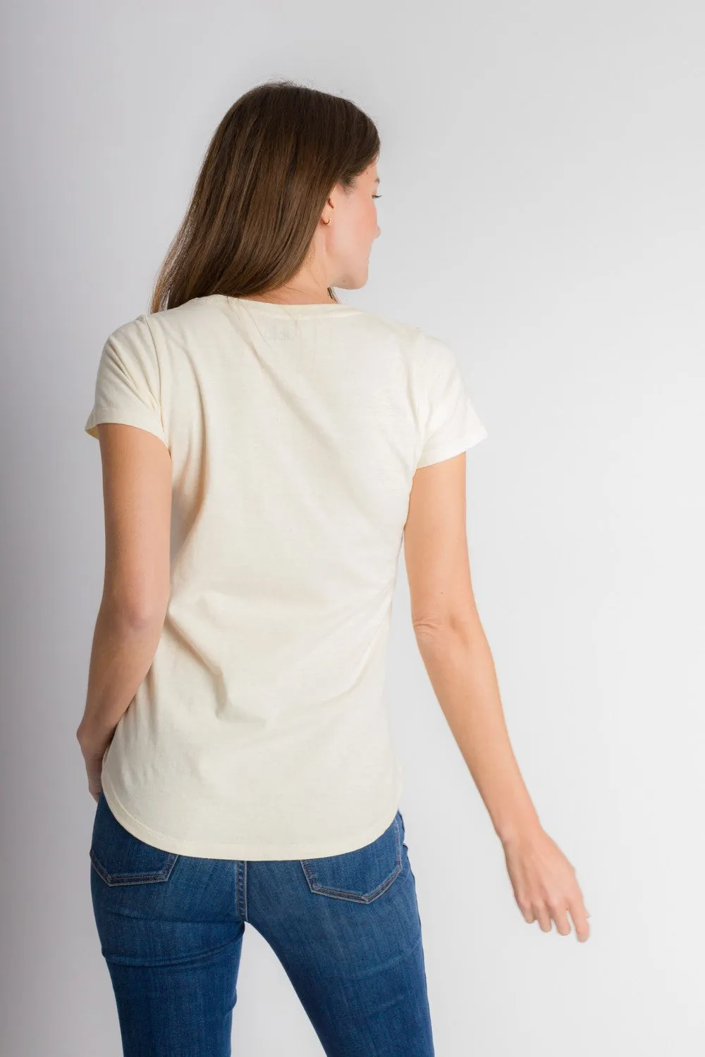 Hope | Women's Anti-Stain Cotton Linen Scoop Bottom Short Sleeve Top