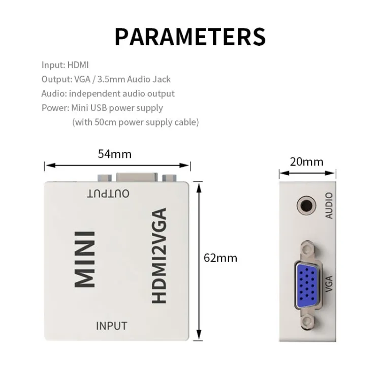 JSM Mini Size HD 1080P HDMI to VGA Audio Video Digital Converter Adapter