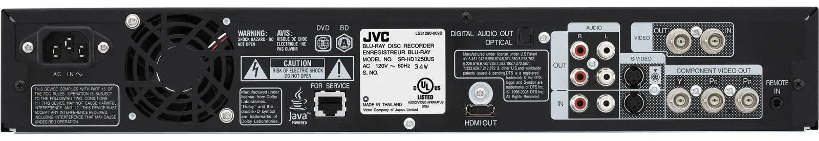 JVC SR-HD1250US Blu-ray Disc HDD Recorder -Used