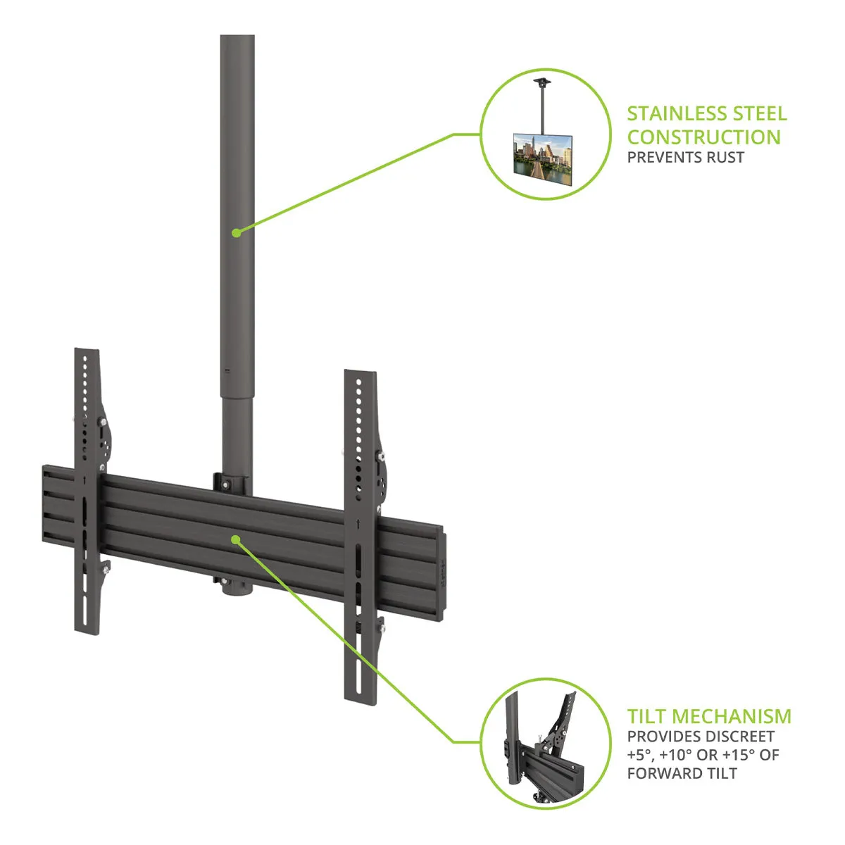 Kanto CM600SG Stainless Steel Full-Motion Outdoor Ceiling Mount for 37" - 70" TVs