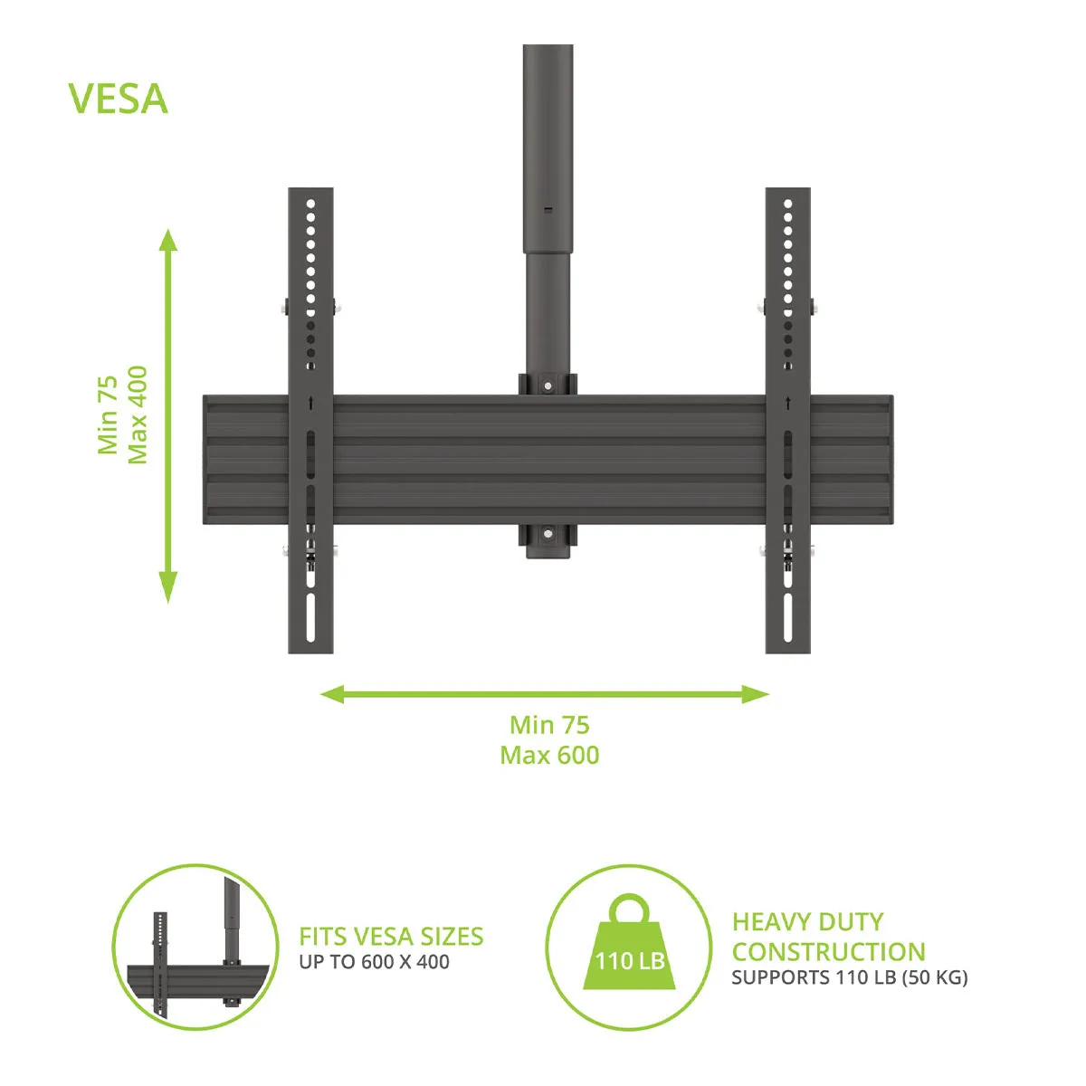 Kanto CM600SG Stainless Steel Full-Motion Outdoor Ceiling Mount for 37" - 70" TVs