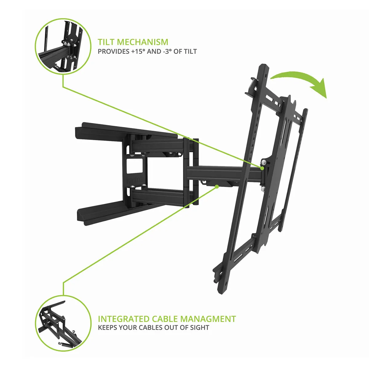 Kanto PDX650SG Stainless Steel Full-Motion Dual Stud Outdoor TV Mount for 37&rdquo; - 75&rdquo; TVs