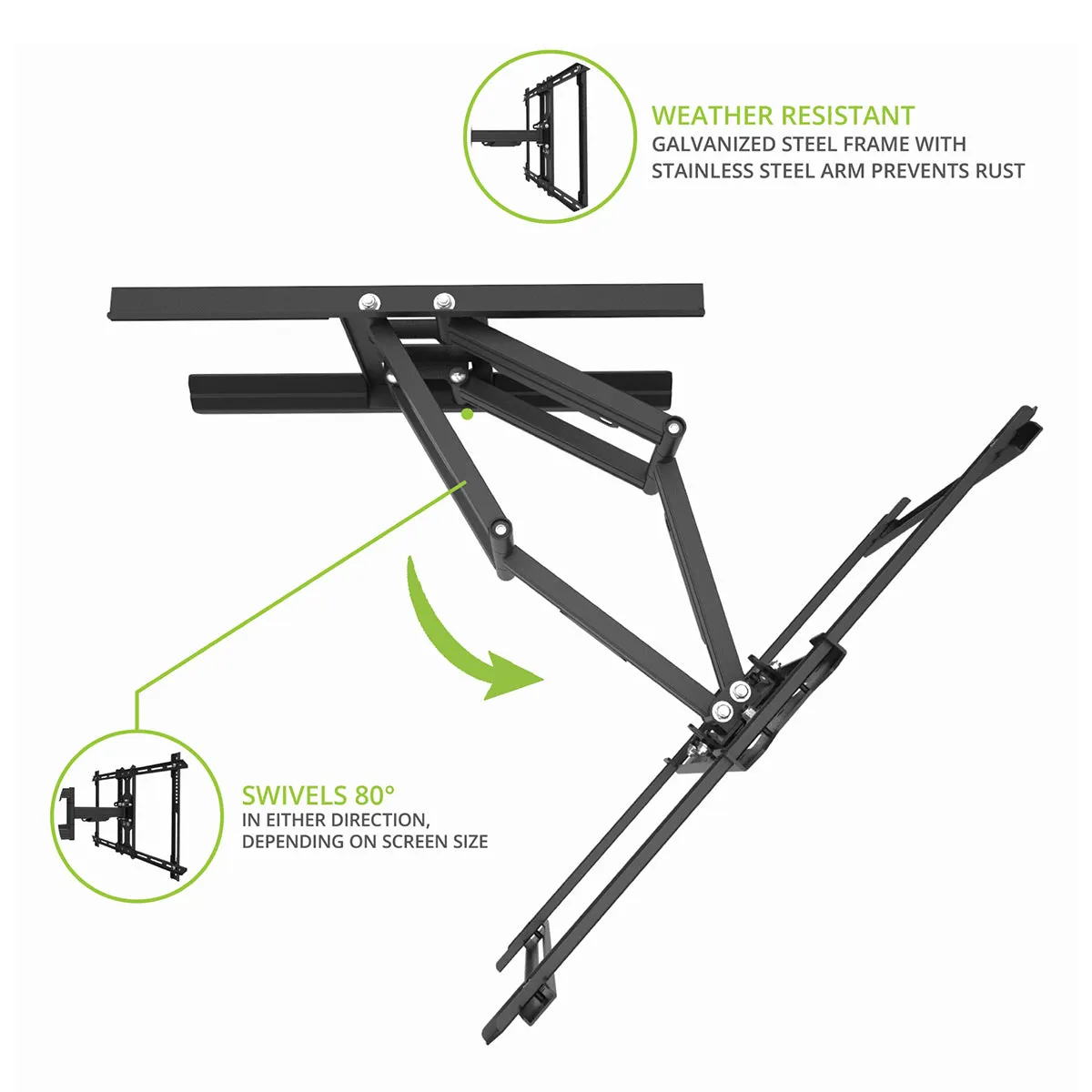 Kanto PDX650SG Stainless Steel Full-Motion Dual Stud Outdoor TV Mount for 37&rdquo; - 75&rdquo; TVs