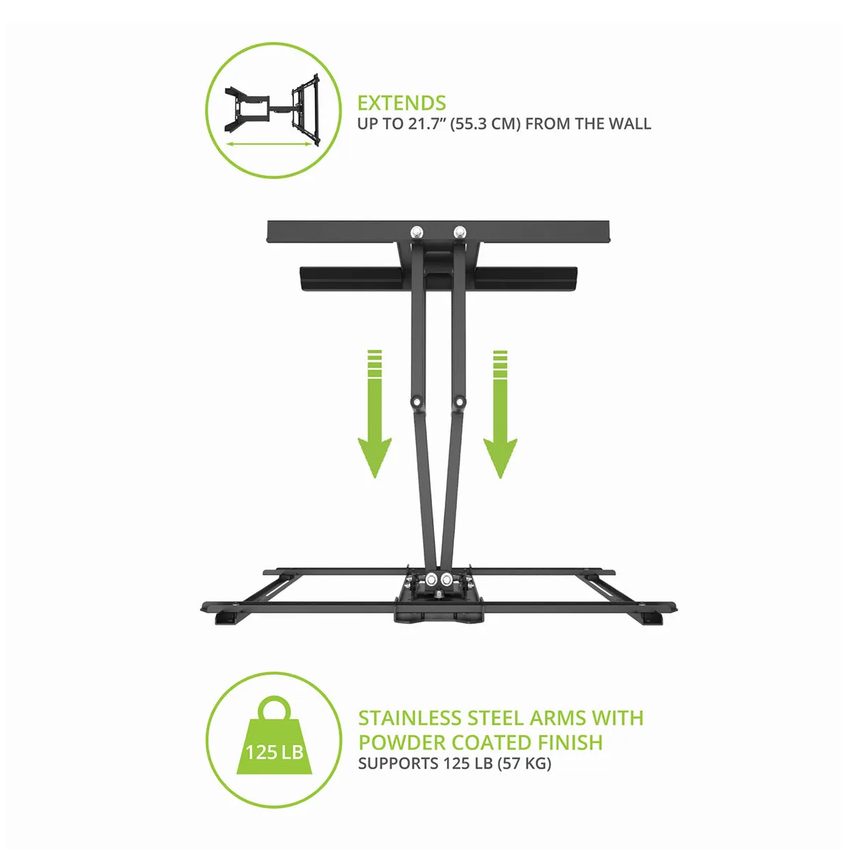 Kanto PDX650SG Stainless Steel Full-Motion Dual Stud Outdoor TV Mount for 37&rdquo; - 75&rdquo; TVs