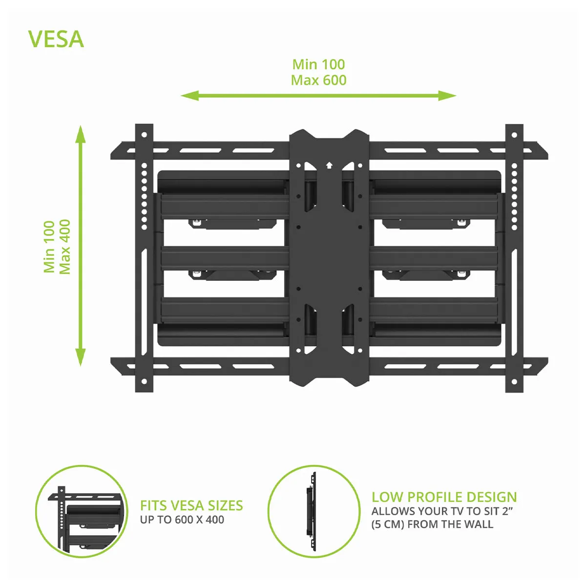 Kanto PDX650SG Stainless Steel Full-Motion Dual Stud Outdoor TV Mount for 37&rdquo; - 75&rdquo; TVs