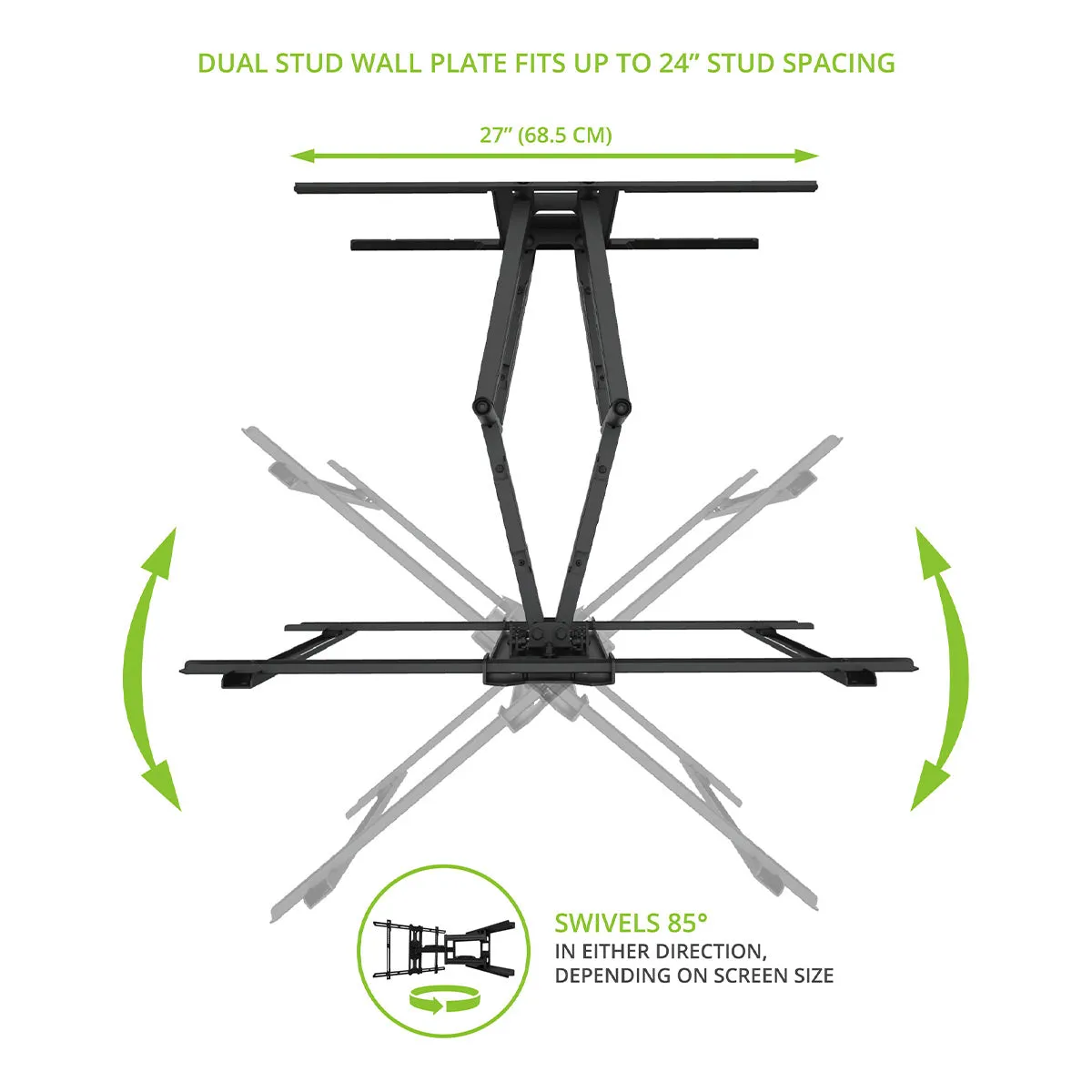 Kanto PDX680 Articulating Full Motion TV Mount for 39" - 80" TV (Black)