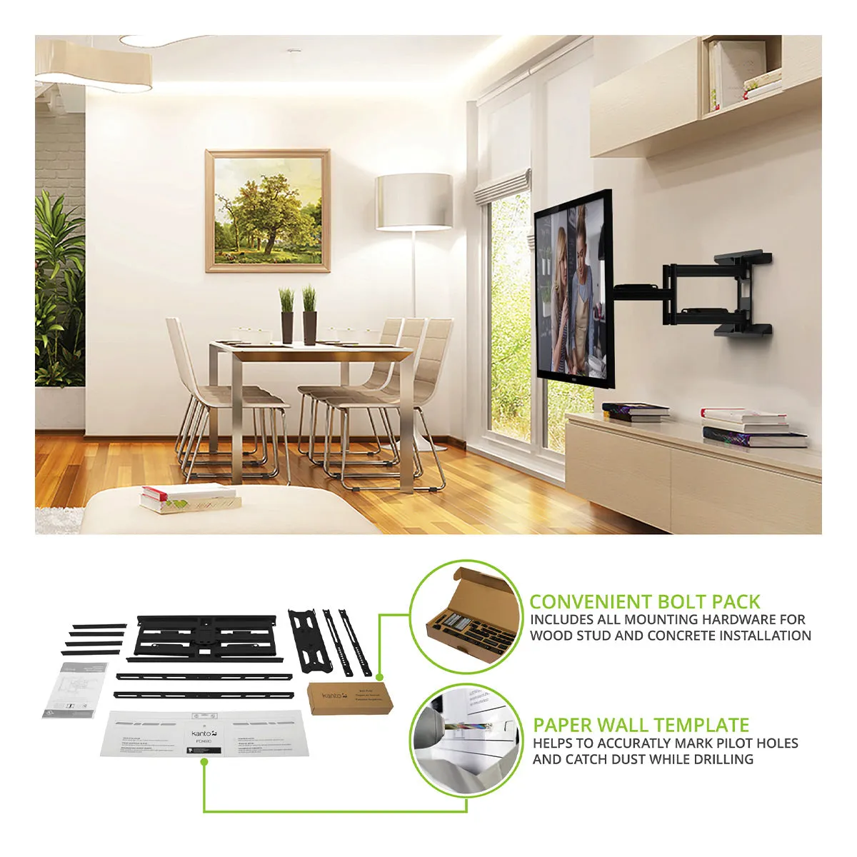 Kanto PDX680 Articulating Full Motion TV Mount for 39" - 80" TV (Black)
