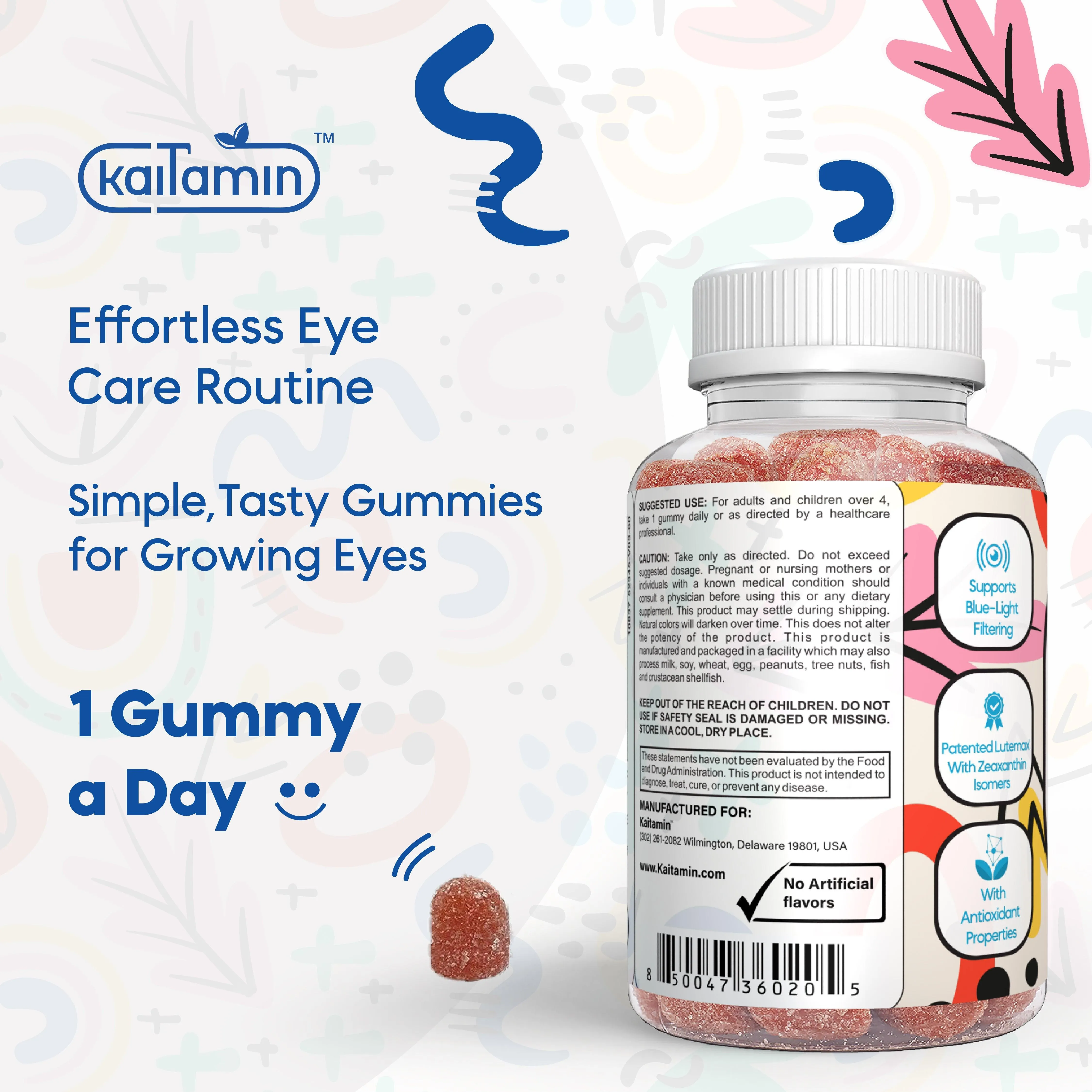 Kids Lutein Gummy - Lutein Eye Supplements for Kids - 60 Gummies