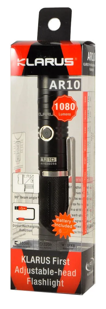 Klarus AR10 Adjustable Angle Head Rechargeable Flashlight - 1080 Lumens