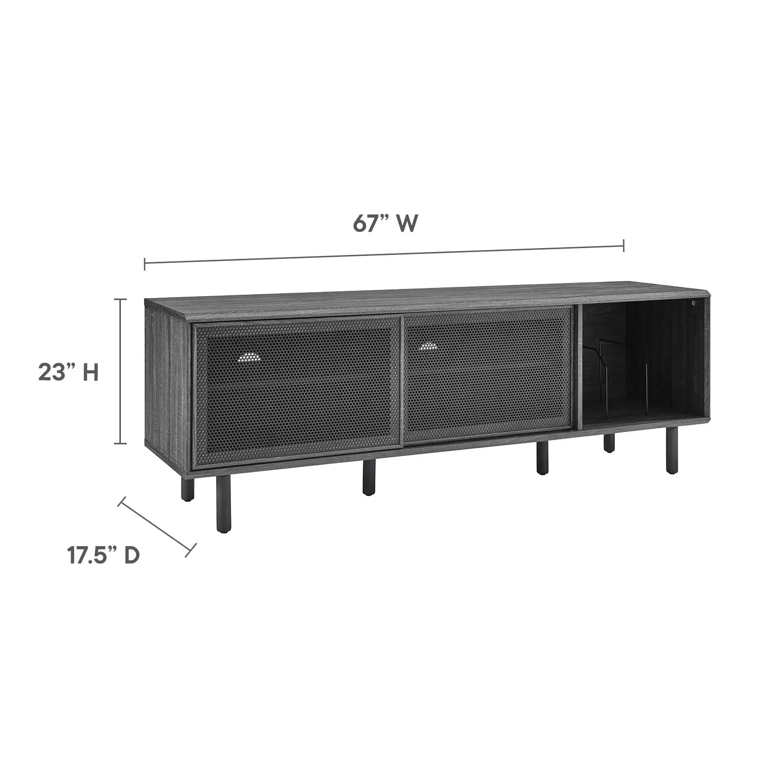 Kurtis 67" TV and Vinyl Record Stand Charcoal EEI-6236-CHA