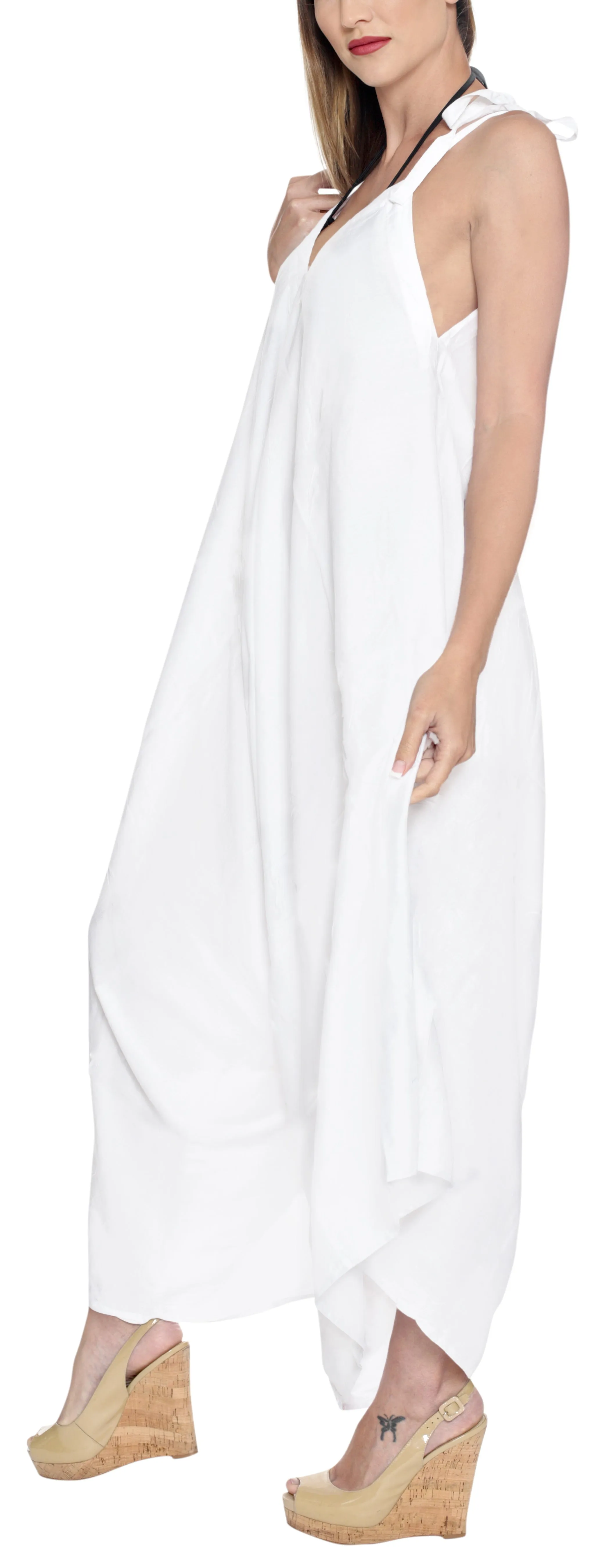 LA LEELA Beach Dress Solid Strapless Cover Up Skirt Party OSFM 14-16  White_3428