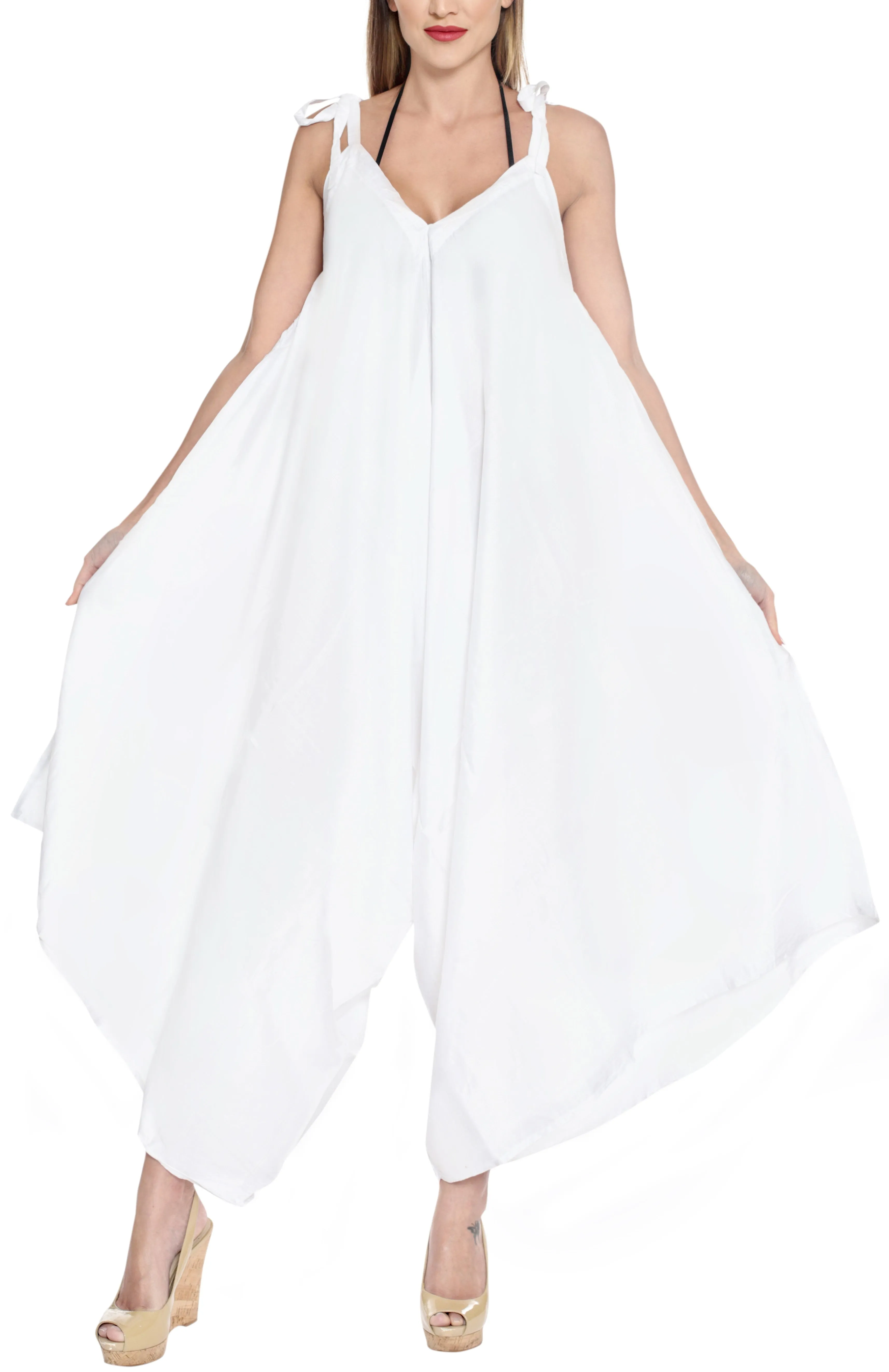 LA LEELA Beach Dress Solid Strapless Cover Up Skirt Party OSFM 14-16  White_3428