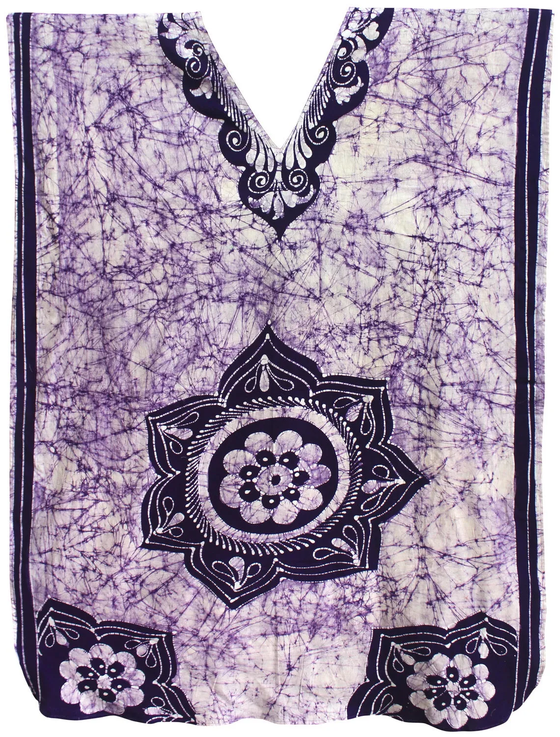 LA LEELA Lounge Caftan Cotton Batik Swim Dress Ladies OSFM 14-18 [L-2X] Violet_3562