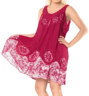 LA LEELA Rayon Tie Dye Casual Strapless Tank Cover Up Pink 20 Plus Size Pink_A861