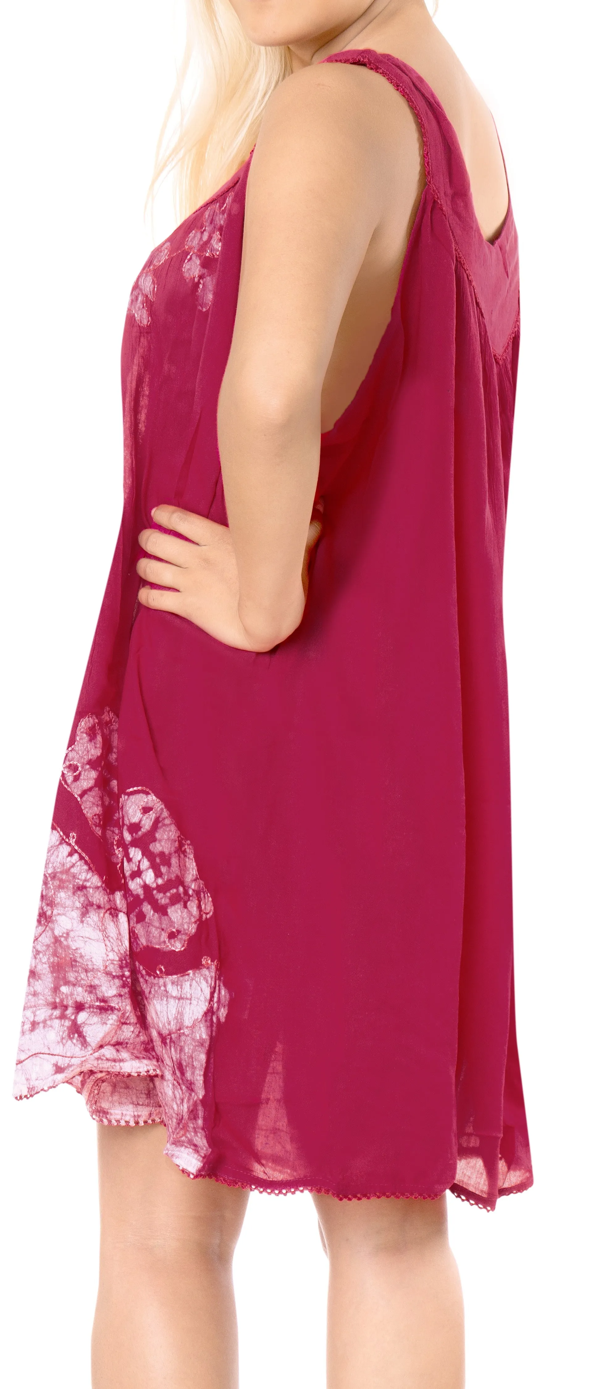 LA LEELA Rayon Tie Dye Casual Strapless Tank Cover Up Pink 20 Plus Size Pink_A861