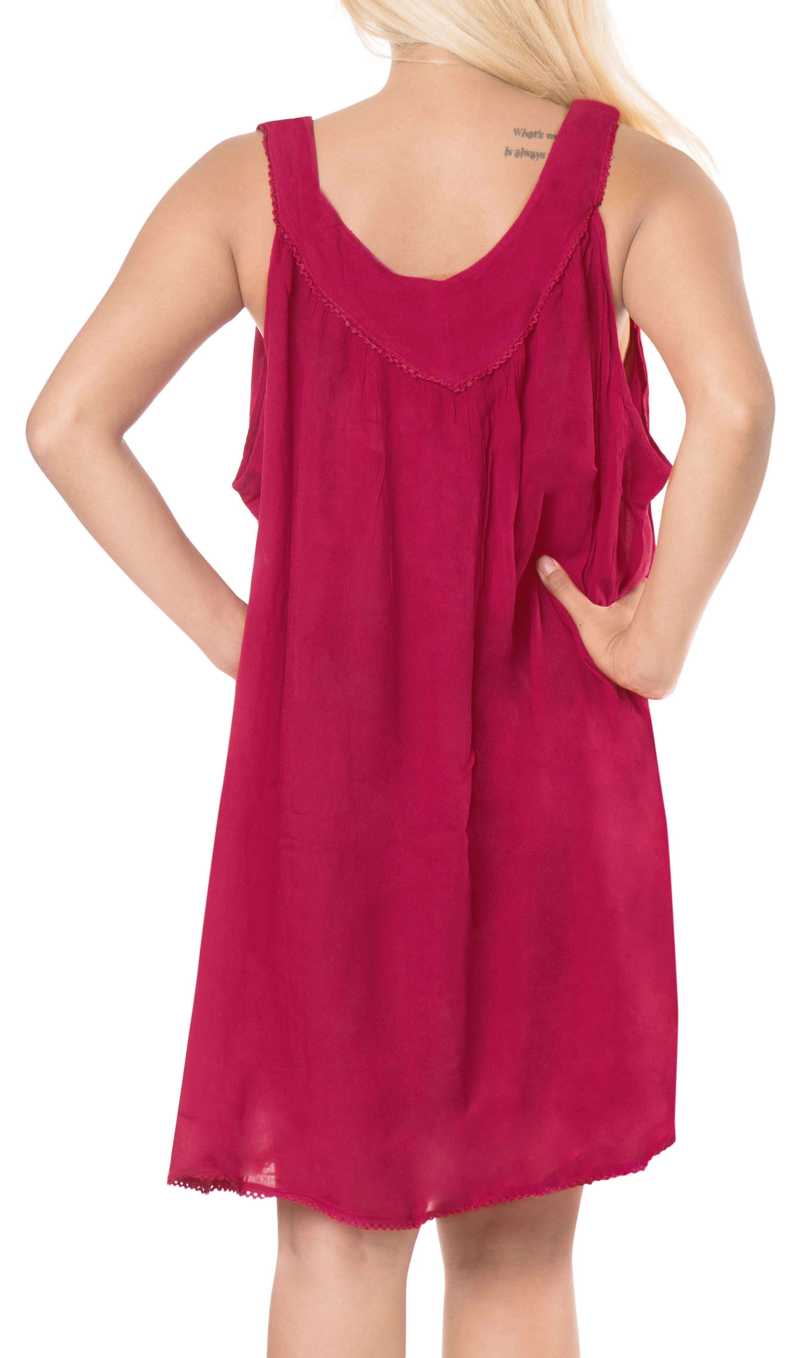 LA LEELA Rayon Tie Dye Casual Strapless Tank Cover Up Pink 20 Plus Size Pink_A861